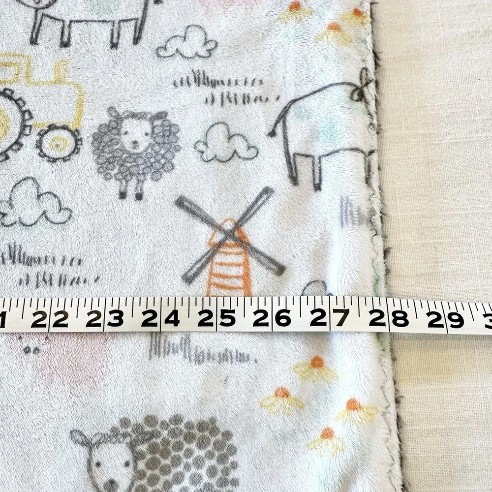 E-I-E-I-O Baby Minky Blanket Steel Dimple Farm Sheep Tractor Cow Hard To Find!